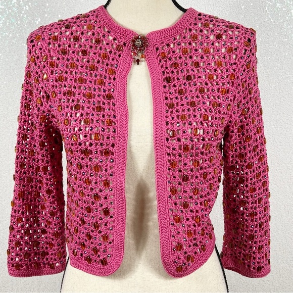 Cynthia Cynthia Steffe crochet knit beaded sweater/ cardigan - Picture 12 of 12